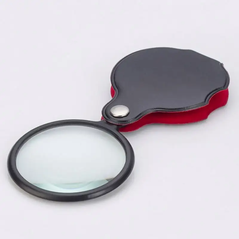 Wholesale Magnifier 10x 50mm mini leather folding magnifying glass