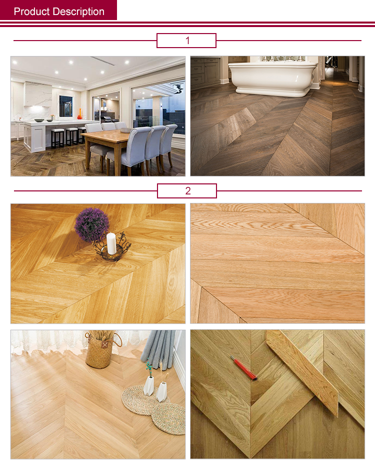 Chevron Parquet Oak Floor Hardwood Commercial Home Decor Wood Flooring