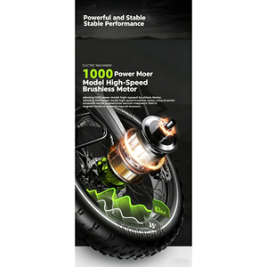 Bicicletta Elettrica da Montagna Fuoristrada per Adulti, Motore da 1000W, Batteria 48V 14.5AH, E-bike Pieghevole, Pneumatici Fat da 20 Pollici - Product Image 4