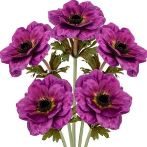 Anémone artificielle fleurs en soie violet Faux réaliste coquelicots fleurs en vrac pour Vase centres de table maison mariage Bouquet décoration - Product Image 1