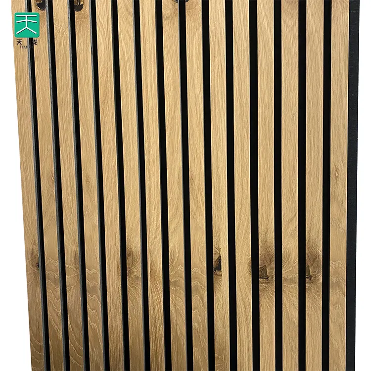 Tiange ignifugo decorazione da parete Akupanels fonoassorbente Pet legno a doghe pannello acustico per Hotel appartamento