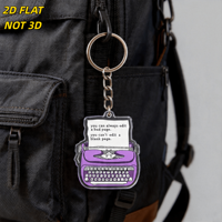 Llavero de acrílico con diseño de máquina de escribir morada, motivacional, para escritores, para llaves, bolsos y mochilas