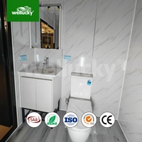 Bagno Mobile Prefabbricato Impermeabile da 20 Piedi per Cantieri Edili, Toilette Pubblica Portatile
