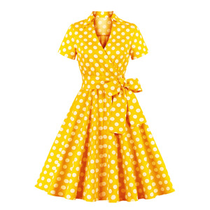 Polka Dot ăn mặc phụ nữ cổ điển đu dây vành đai 50S 60S rockabilly prom bên Dresses Retro Ăn mặc - Product Image 5