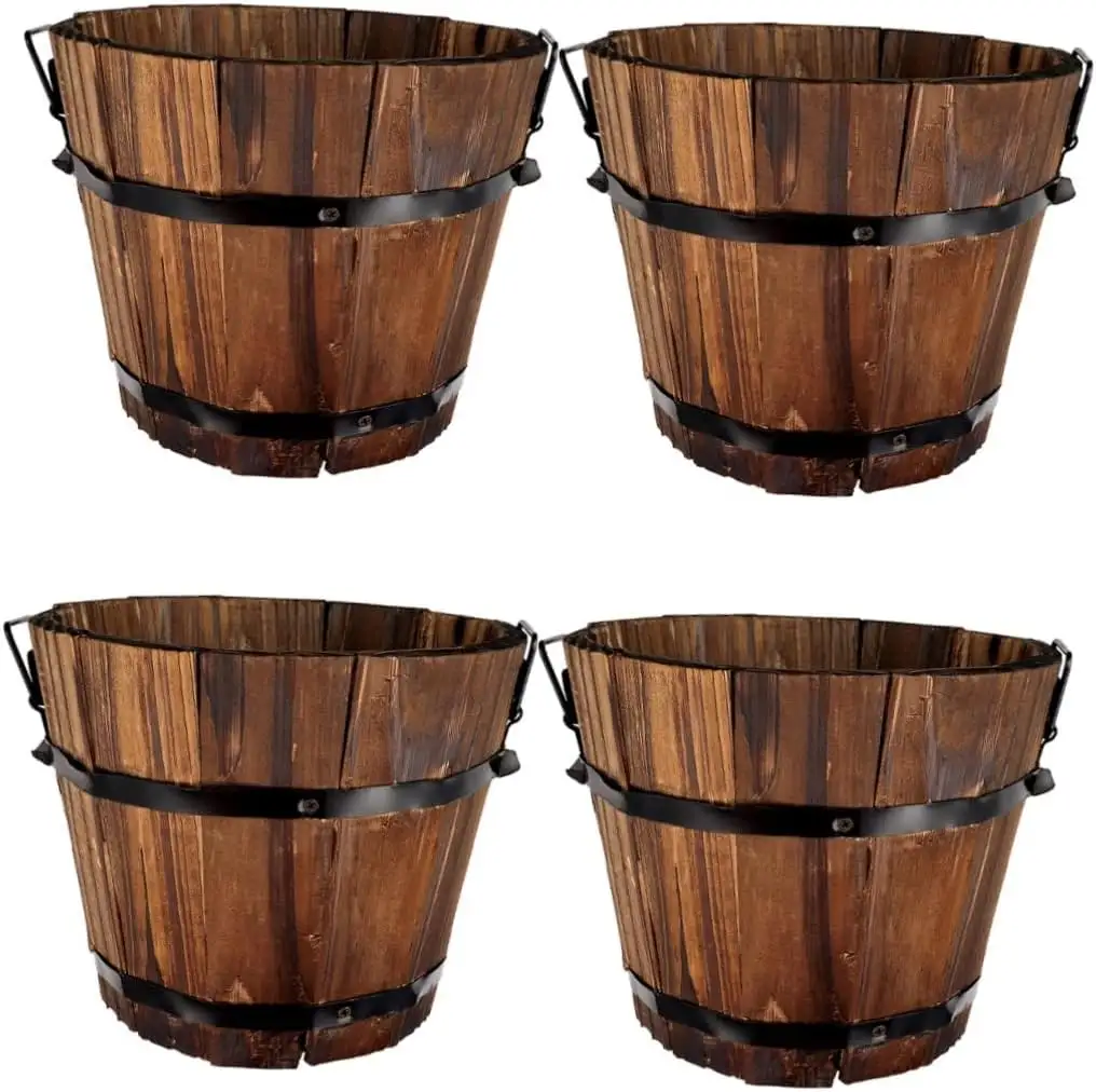 4 Pcs Pot de fleurs pour l'extérieur Pot de fleurs multifonctionnel en bois Seau de bureau Topper Faux Flowers Box Succulent Planter