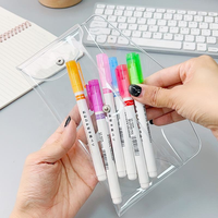 Pochette de rangement moderne en PVC transparent personnalisable avec bouton-pression, sac à cosmétiques, étui à stylos et crayons, sac de papeterie simple – Vente en gros