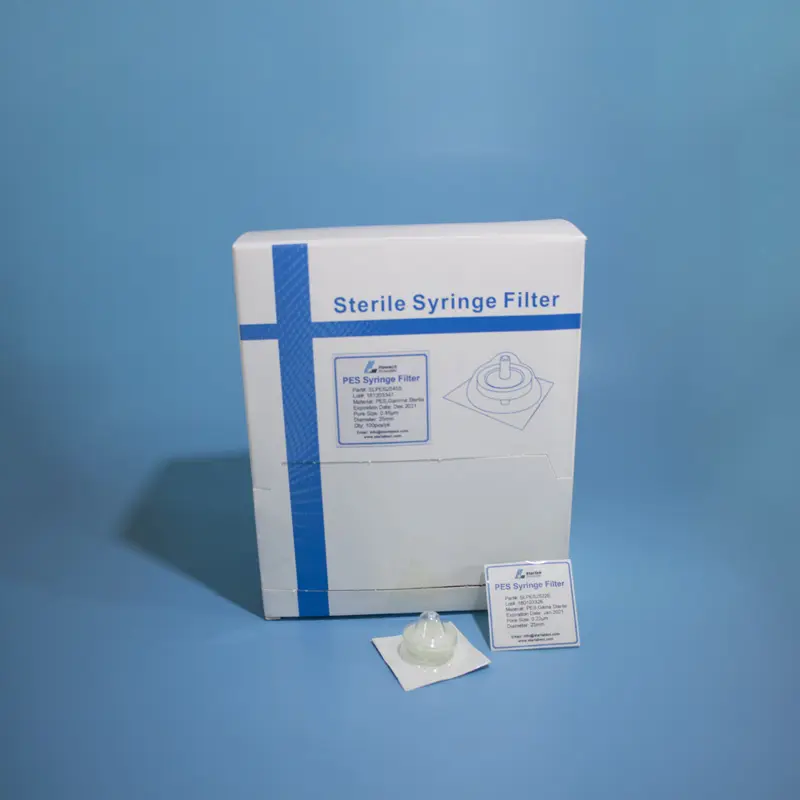 Filter Suntik Lab PTFE Hidrografi Steril 0,22um Multifungsi HPLC dengan Filter Serat Kaca 1um