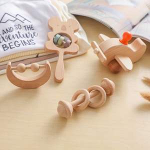 Cadeau de <span class=keywords><strong>naissance</strong></span> pour bébé puzzle multifonctionnel jouets d'éducation précoce hochets rongeant gomme de dentition billes de bois <span class=keywords><strong>ensemble</strong></span> de jouets d'avion - Product Image 3