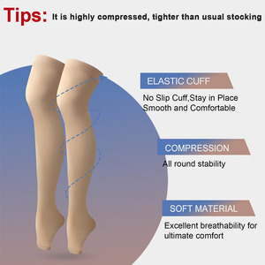 <span class=keywords><strong>Medias</strong></span> de Compresión Personalizadas con Soporte Graduado Médico de 20-30 mmHg para Edema y Várices, Hasta el Muslo, Punta Abierta - Product Image 3