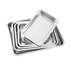 YITIAN Rectangular Stainless Steel Cafeteria Tray Bbq Trays Japanese Square Plate Rectangular Tray Gn Pans