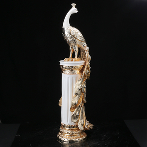 Chinois sculpture bureau en céramique animal résine statue de paon décor à la maison paon - Product Image 4