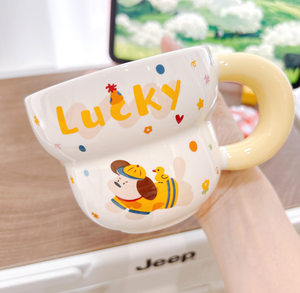 Taza de Leche de Cerámica de 400 ml con Diseño de Animalitos de Dibujos Animados en Amarillo y <span class=keywords><strong>Rosa</strong></span>, con Logotipo Personalizado, en Caja de Color, para Regalo de Cumpleaños Infantil - Product Image 2