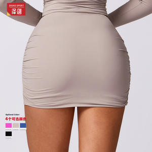 Jupe mini moulante taille haute Disko Sport pour femme, couleur unie, extensible, en denim bleu, lin gris, couleur fruit du dragon DBQ8626 - Product Image 1