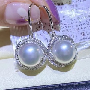 Aretes Blancos S925, Accesorio DIY para Perlas con Cuentas Redondas de 10-11 mm, Soporte Hueco 21817, Corrector para Decoración de Uñas - Product Image 2