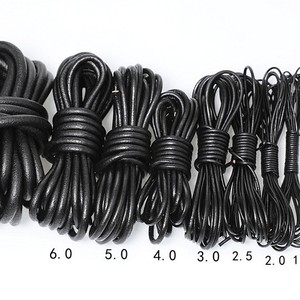Cowhide <b>Rope</b> Black Round 3 Strand Twisted Jewelry Making Material For <b>Bracelet</b> Necklace DIY Accessories - Product Image 2