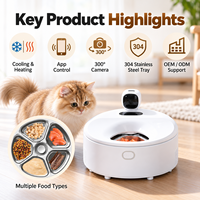 Distributeur de nourriture intelligent pour chats et chiens avec contrôle de la température, préservation des aliments frais, surveillance vidéo et enregistrement, certifié CE FCC RoHS, OEM ODM