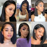 Perruque Bob Courte HD Populaire Vietnamienne à Densité 200%, Lace Front Transparente 13*4 sans Colle, Cheveux Lisses Baguette 180g