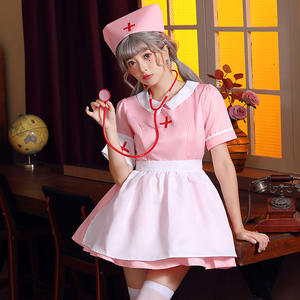 Costume de cosplay d'infirmière rose pour femme, costume sexy, vêtements de <span class=keywords><strong>carnaval</strong></span>, costume d'infirmière d'Halloween - Product Image 1