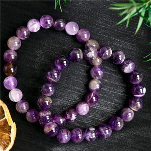 กำไลข้อมืออเมทิสต์ธรรมชาติขายส่ง หลายขนาด 6/8/9/10/12 มม. สไตล์ฮวงจุ้ยทางศาสนา สำหรับงานแต่งงานหรือเป็นของขวัญสำหรับผู้หญิงผู้ชาย - Product Image 3