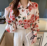 Chemises à manches longues pour femmes, imprimé Floral, mode printemps automne 2022
