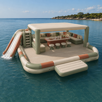 Île flottante gonflable premium de grande taille avec toboggan aquatique, auvent, canapé et table pour lac, plage, complexe hôtelier - Vente en gros