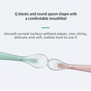 Cuillères en silicone personnalisées sans BPA de qualité alimentaire pour enfants, cuillère à tête souple pour l'apprentissage de l'alimentation, motif varié, débit variable - Product Image 3