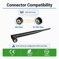 Antenne LoRaWAN 868 MHz 3dBi DBi avec connecteur SMA-J personnalisé, antenne externe en caoutchouc pour appareil IoT longue portée, fournie par l'usine