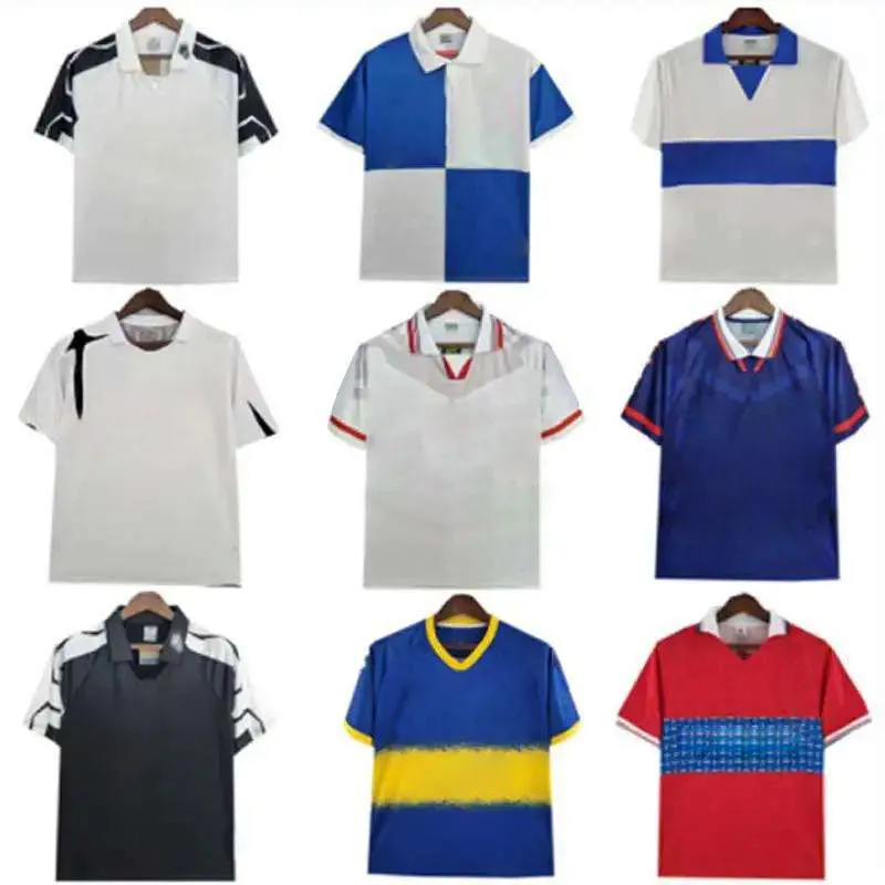 YZ venta al por mayor nuevo estilo Retro azul fútbol Jersey personalizado sublimado hombres camiseta de fútbol