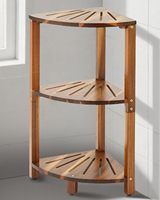 Étagère d'angle à 3 niveaux en bois massif avec rangement ouvert, design moderne, présentoir durable pour salon, bureau à domicile et garage