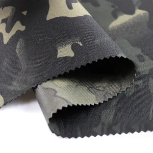 Taktik açık spor polyester/pamuk özelleştirilmiş rip-stop kalıntıları gri kamuflaj kumaş dört yönlü streç naylon spandex kumaş