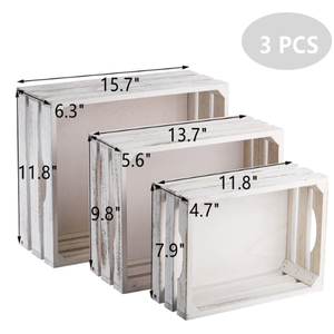 3 Pack <strong>Wooden</strong> <strong>Crates</strong> for Display, Distressed Nesting <strong>Wooden</strong> Storage Box with Handles, Decorative <strong>White</strong> <strong>Wooden</strong> Bins for Fruit - Product Image 2
