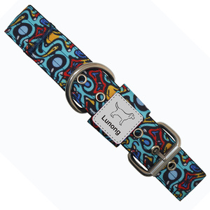 Graffiti Custom <b>Dog</b> <b>Collar</b> Nylon Ribbons Luxury Fashion Metal Buckle Hardware Logo Color Printing High Quality Craft Lunong - Product Image 4