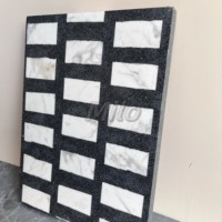 Grande dalle de terrazzo ML-OT003 en marbre blanc avec base noire pour table de chevet