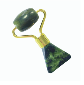 Rouleau de massage facial 2-en-1 intégré en jade Xiuyan, Gua Sha en forme de queue de poisson pour la réduction des pattes d'oie, vente en gros du fabricant - Product Image 1