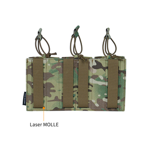 Pochette tactique triple pour chargeurs en nylon découpé au laser, compatible Molle, pour porte-plaques, pour usage extérieur ODM/OEM - Product Image 3
