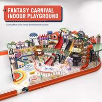 Grande structure de jeux intérieure commerciale pour enfants avec toboggans multi-voies, zone d'activités pour tout-petits et zone d'escalade