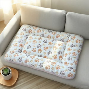 Double Sided Pet <b>Mat</b> Rectangular Thick Soft Warm For Dog <b>Cat</b> Sleeping Pad With Paw Print Pattern - Product Image 2