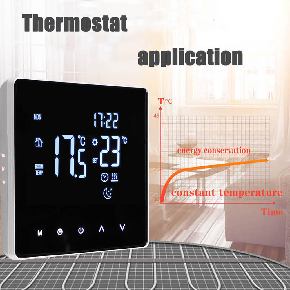 Schlussverkaufter intelligenter Raumthermostat mit KI-Steuerung, Temperaturregler mit LCD-Anzeige, Thermostat zur Bodenheizung