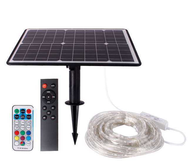 Solar-Powered RGB LED Strip Light PVC Material Cuttable IP65 Waterproof Smart Remote Control Outdoor Garden Decor