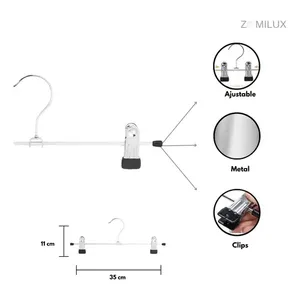 Appendini da 25 pantaloni in metallo con elastici antiscivolo appendiabiti in plastica con clip per gonne e pantaloni - Product Image 4