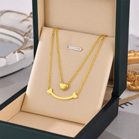 Collier Pendentif Cœur en Acier Inoxydable Tendance, Or 18 Carats, Zircon, pour Femme, Simple Papillon, Bijoux Accessoires de Fête