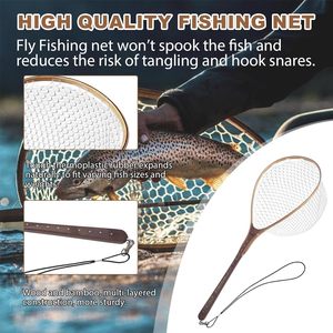 Red de Pesca Tradicional para <span class=keywords><strong>Trucha</strong></span> 03G-A14 con Mango Largo de Madera, Bolsa de Red de PVC y Goma (B05) - Product Image 4