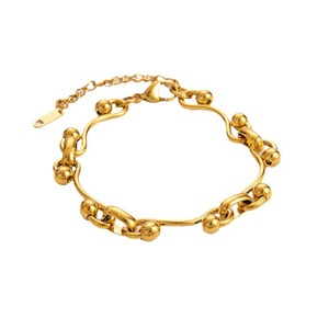 Pulsera de Cadena Cubana de Acero Inoxidable con Baño de Oro de 18K, Estilo Europeo Americano, Joyería para Mujer - Product Image 5