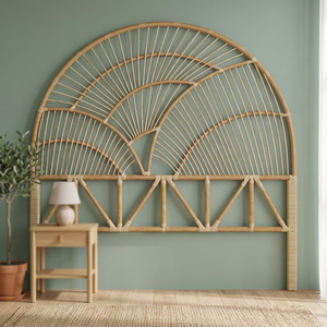 Cabecero de Cama de Ratán de Alta Calidad, Lujoso, Personalizable, con Forma de Flor, Ecológico y Duradero, Muebles de Dormitorio - Product Image 1