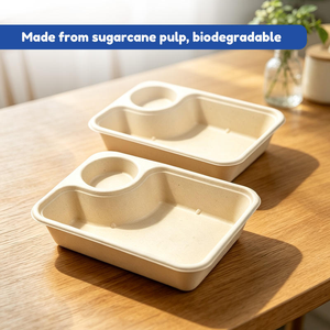 Bandeja Rectangular Grande Biodegradable y Compostable para Alimentos, Desechable, Resistente al Agua y al Aceite, para Carne, Papas Fritas, Pasteles, de Bagazo de Caña de Azúcar - Product Image 6