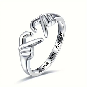 Anillo Abierto de Aleación en Forma de Corazón con la Frase 'Te Amo para Siempre', Anillo de Pareja en Oro y Plata, Joyería de Aniversario, Anillos de Moda Unisex - Product Image 4