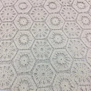 Fabricación 100% algodón encaje guipur tela de encaje bordado geométrico tela de encaje de ganchillo