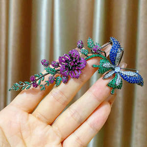 <span class=keywords><strong>เข็มกลัด</strong></span>รูปผีเสื้อประดับพู่ดอกไม้ TIANSHE แฟชั่นหรูหราประดับเพชรซิร์คอนฝังละเอียดบนทองแดง - Product Image 4