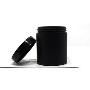 250ml <b>Empty</b> Large Cosmetic Skin Care Cream Hair Gel Food Container 8 oz Matte Black Plastic PET <b>Jar</b> with Black Screw Lid - Product Image 2