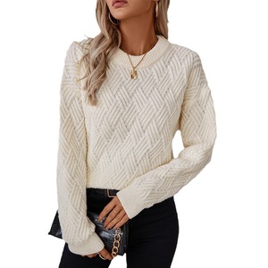 Women's <strong>Argyle</strong> Diamond Pattern Round Neck Oversized Pullover <strong>Sweater</strong> Preppy Knit Top - Product Image 6